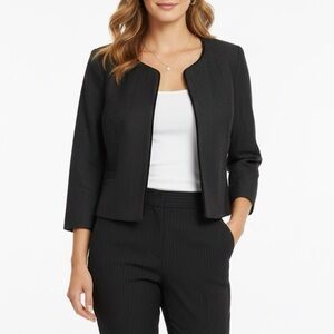 NWT Pleione Bellatrix Black Textured Open Front Blazer Jacket Sz XS